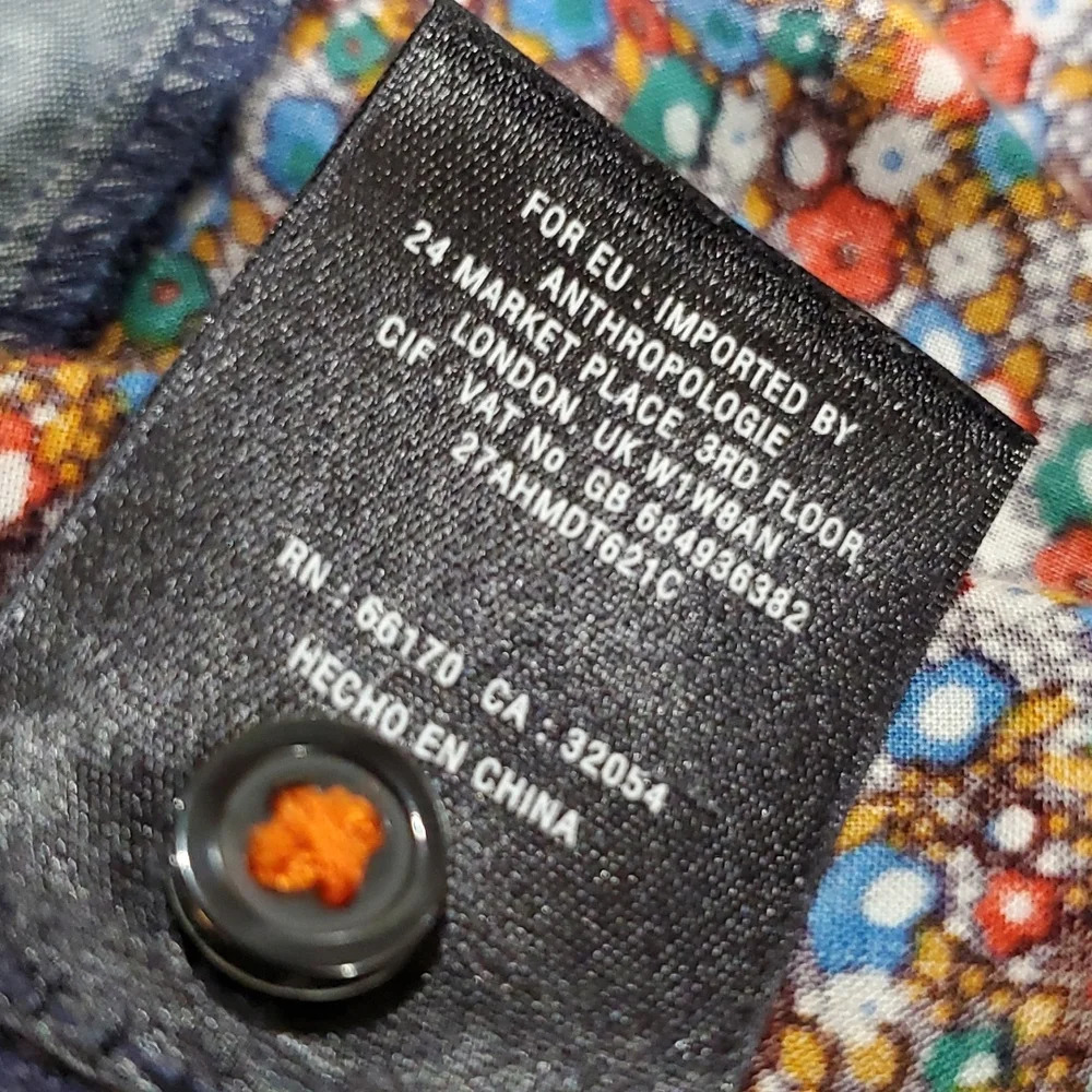 Anthropologie postmark chambray floral button up long sleeve shirt - Picture 7 of 7